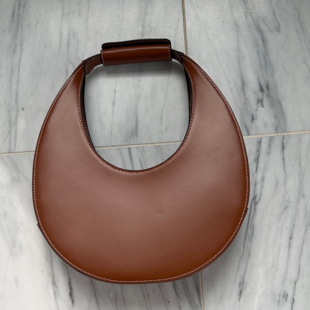 STAUD MOON SHOULDER BAG IN COGNAC LEATHER